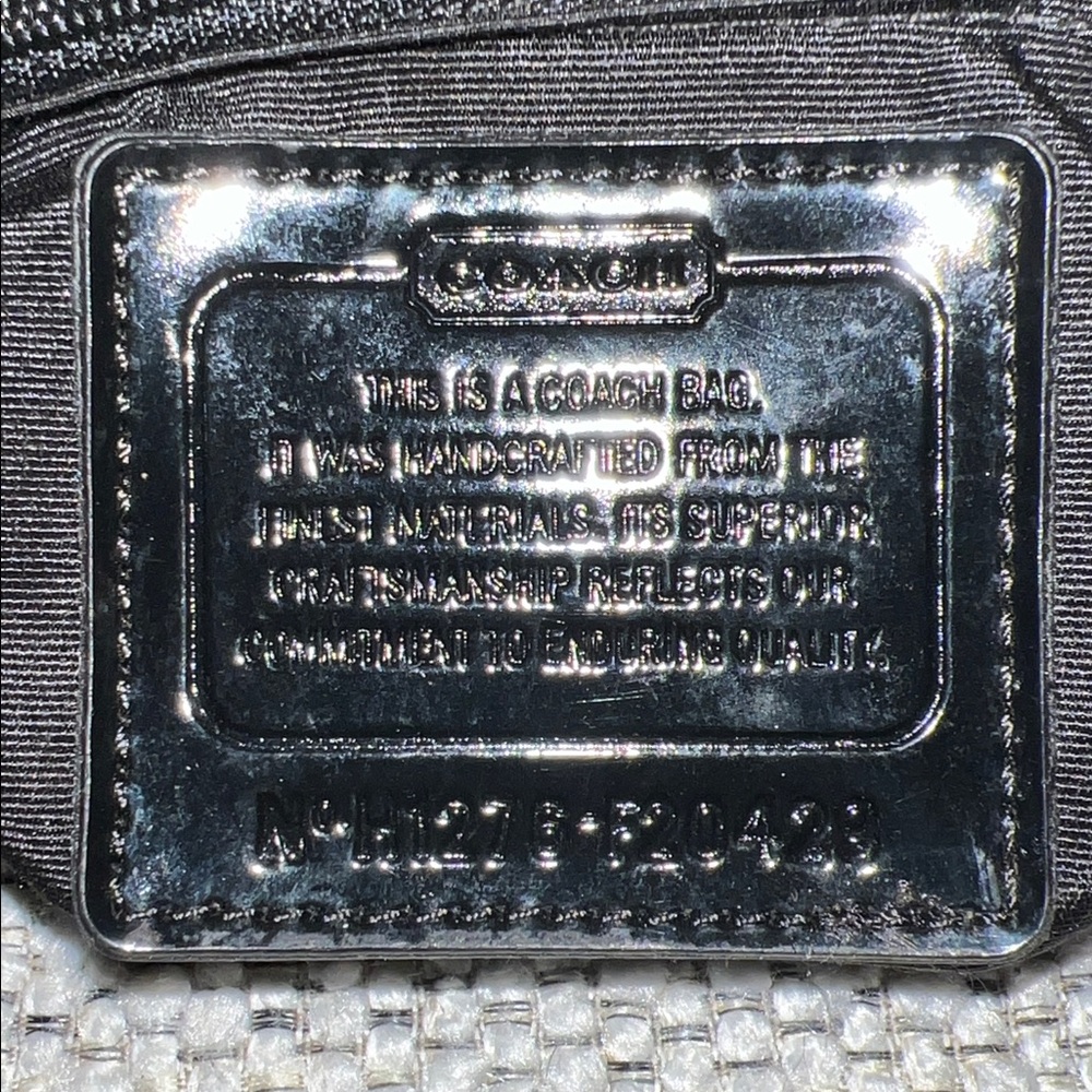 Coach Signature Metallic Stripe Tote Silver F20429 - Picture 5 of 13